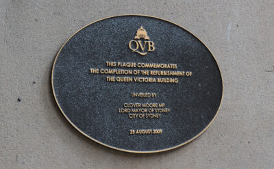 Engraved Brass Plaque Signs for QVB