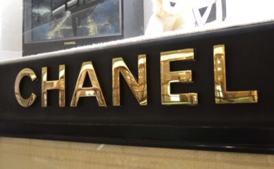 Gold Plated Laser Cut Mirror Polished Stainless Steel Letters For Chanel