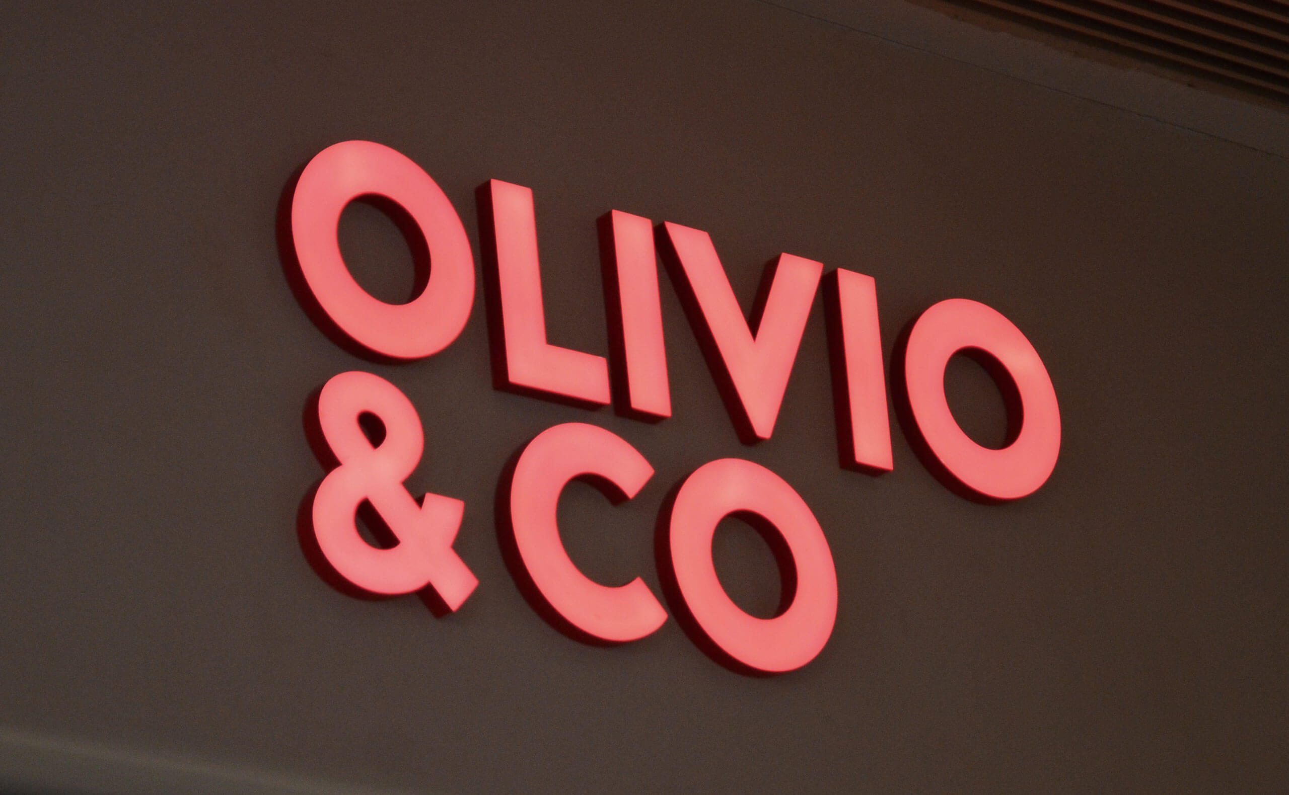 Epoxy Resin Front Lit Channel Letters for Olivio & Co